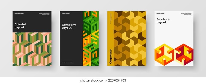 Resumen de la composición de la ilustración de portada corporativa de mosaico. Juego de concepto de diseño de vector A4 de la pancarta de moda.