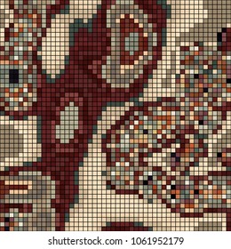 Abstract mosaic pattern formed by squares of different colors. Vector illustration in pixel art style. Colorful geometrical background