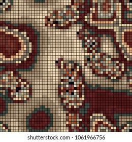 Abstract mosaic pattern formed by squares of different colors. Vector illustration in pixel art style. Colorful geometrical background