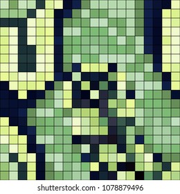 Abstract mosaic pattern formed by squares of different colors. Vector illustration in pixel art style. Colorful geometrical background