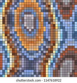 Abstract mosaic pattern formed by squares of different colors. Vector illustration in pixel art style. Colorful geometrical background