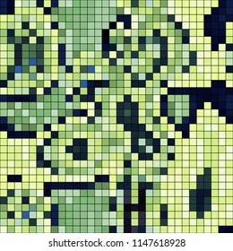 Abstract mosaic pattern formed by squares of different colors. Vector illustration in pixel art style. Colorful geometrical background