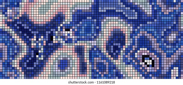 Abstract mosaic pattern formed by squares of different colors. Vector illustration in pixel art style. Colorful geometrical background. The image format is suitable for printing on a mug.