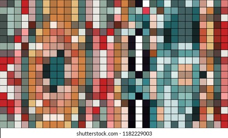 Abstract mosaic pattern formed by squares of different colors. Vector illustration in pixel art style. Colorful geometrical background.