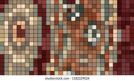 Abstract mosaic pattern formed by squares of different colors. Vector illustration in pixel art style. Colorful geometrical background.