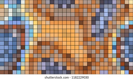 Abstract mosaic pattern formed by squares of different colors. Vector illustration in pixel art style. Colorful geometrical background.