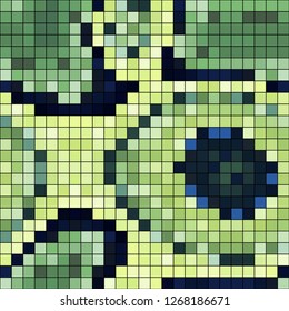 Abstract mosaic pattern formed by squares of different colors. Vector illustration in pixel art style. Colorful geometrical background.