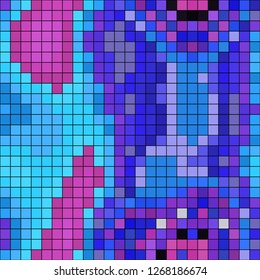 Abstract mosaic pattern formed by squares of different colors. Vector illustration in pixel art style. Colorful geometrical background.