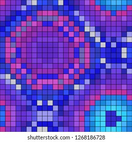 Abstract mosaic pattern formed by squares of different colors. Vector illustration in pixel art style. Colorful geometrical background.