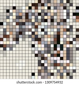 Abstract mosaic pattern formed by squares of different colors. Vector illustration in pixel art style. Colorful geometrical background.