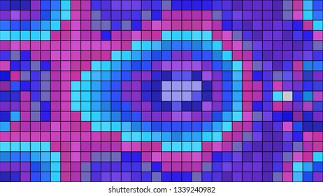 Abstract mosaic pattern formed by squares of different colors. Vector illustration in pixel art style. Colorful geometrical background.