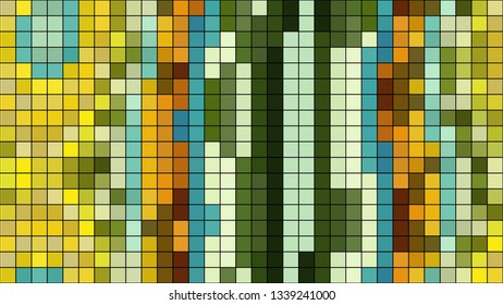 Abstract mosaic pattern formed by squares of different colors. Vector illustration in pixel art style. Colorful geometrical background.