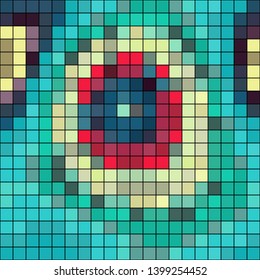 Abstract mosaic pattern formed by squares of different colors. Vector illustration in pixel art style. Colorful geometrical background.