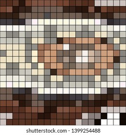 Abstract mosaic pattern formed by squares of different colors. Vector illustration in pixel art style. Colorful geometrical background.