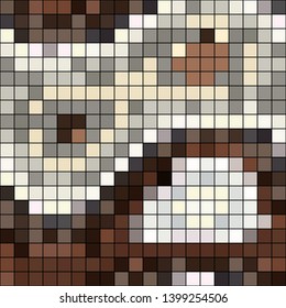 Abstract mosaic pattern formed by squares of different colors. Vector illustration in pixel art style. Colorful geometrical background.