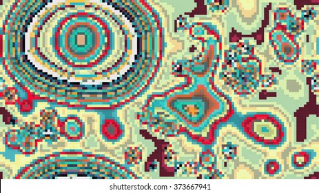 Abstract mosaic pattern formed by rectangles of different colors. Vector illustration in pixel art style