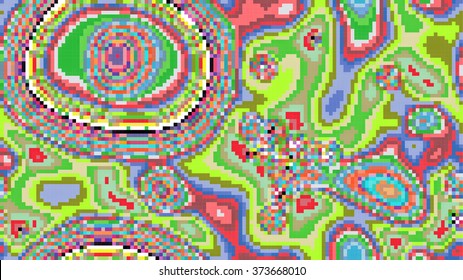 Abstract mosaic pattern formed by rectangles of different colors. Vector illustration in pixel art style