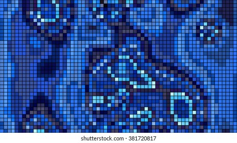 Abstract mosaic pattern formed by squares of different colors. Vector illustration in pixel art style