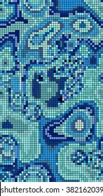 Abstract mosaic pattern formed by squares of different colors. Vector illustration in pixel art style