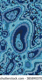 Abstract mosaic pattern formed by squares of different colors. Vector illustration in pixel art style