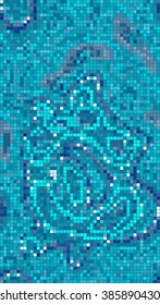 Abstract mosaic pattern formed by squares of different colors. Vector illustration in pixel art style
