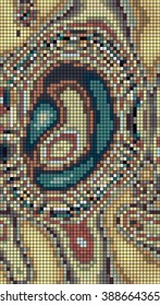 Abstract mosaic pattern formed by squares of different colors. Vector illustration in pixel art style