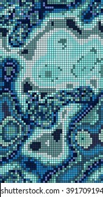 Abstract mosaic pattern formed by squares of different colors. Vector illustration in pixel art style