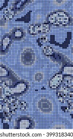 Abstract mosaic pattern formed by squares of different colors. Vector illustration in pixel art style