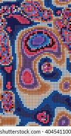 Abstract mosaic pattern formed by squares of different colors. Vector illustration in pixel art style