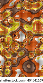 Abstract mosaic pattern formed by squares of different colors. Vector illustration in pixel art style
