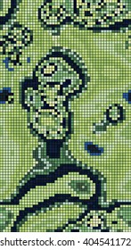 Abstract mosaic pattern formed by squares of different colors. Vector illustration in pixel art style