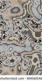 Abstract mosaic pattern formed by squares of different colors. Vector illustration in pixel art style