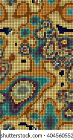 Abstract mosaic pattern formed by squares of different colors. Vector illustration in pixel art style