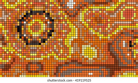 Abstract mosaic pattern formed by squares of different colors. Vector illustration in pixel art style