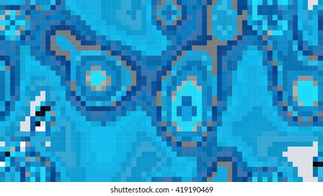 Abstract mosaic pattern formed by squares of different colors. Vector illustration in pixel art style