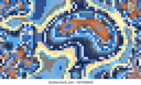 Abstract mosaic pattern formed by squares of different colors. Vector illustration in pixel art style