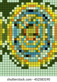 Abstract mosaic pattern formed by squares of different colors. Vector illustration in pixel art style
