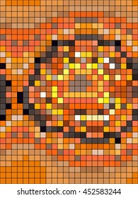 Abstract mosaic pattern formed by squares of different colors. Vector illustration in pixel art style
