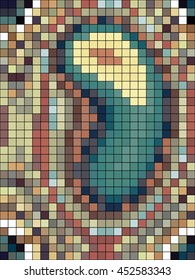 Abstract mosaic pattern formed by squares of different colors. Vector illustration in pixel art style
