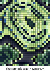 Abstract mosaic pattern formed by squares of different colors. Vector illustration in pixel art style