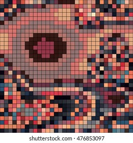 Abstract mosaic pattern formed by squares of different colors. Vector illustration in pixel art style