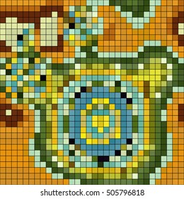Abstract mosaic pattern formed by squares of different colors. Vector illustration in pixel art style