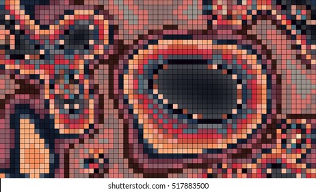 Abstract mosaic pattern formed by squares of different colors. Vector illustration in pixel art style