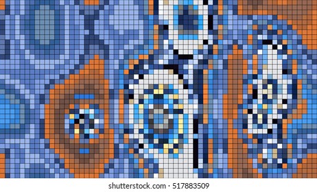 Abstract mosaic pattern formed by squares of different colors. Vector illustration in pixel art style