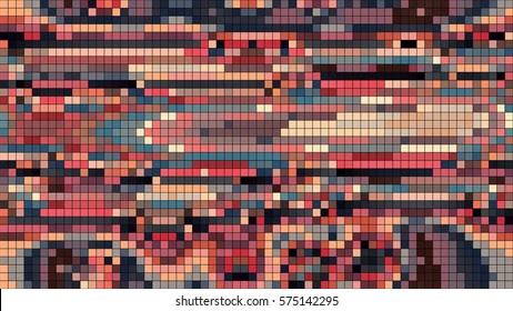 Abstract mosaic pattern formed by squares of different colors. Vector illustration in pixel art style