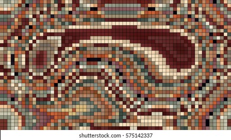 Abstract mosaic pattern formed by squares of different colors. Vector illustration in pixel art style
