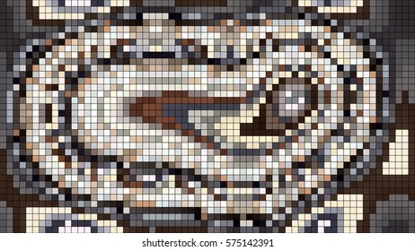 Abstract mosaic pattern formed by squares of different colors. Vector illustration in pixel art style