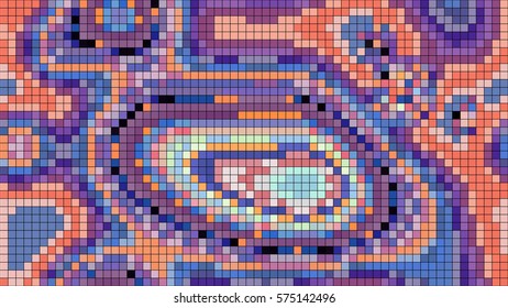 Abstract mosaic pattern formed by squares of different colors. Vector illustration in pixel art style