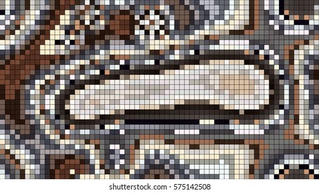 Abstract mosaic pattern formed by squares of different colors. Vector illustration in pixel art style