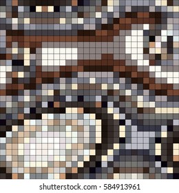 Abstract mosaic pattern formed by squares of different colors. Vector illustration in pixel art style